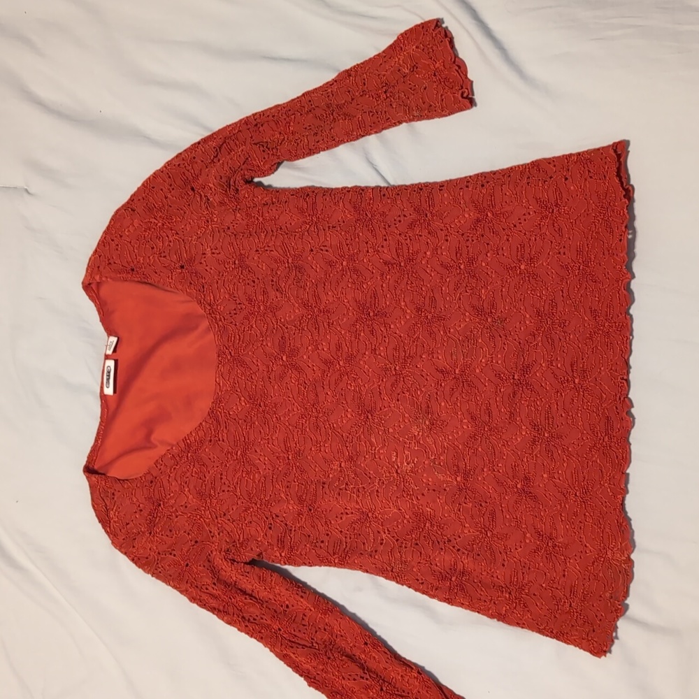 CATO Bright red Lacey 3/4 sleeve shirt